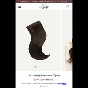 Luxy seamless dark brown clip in hair extensions 180 grams